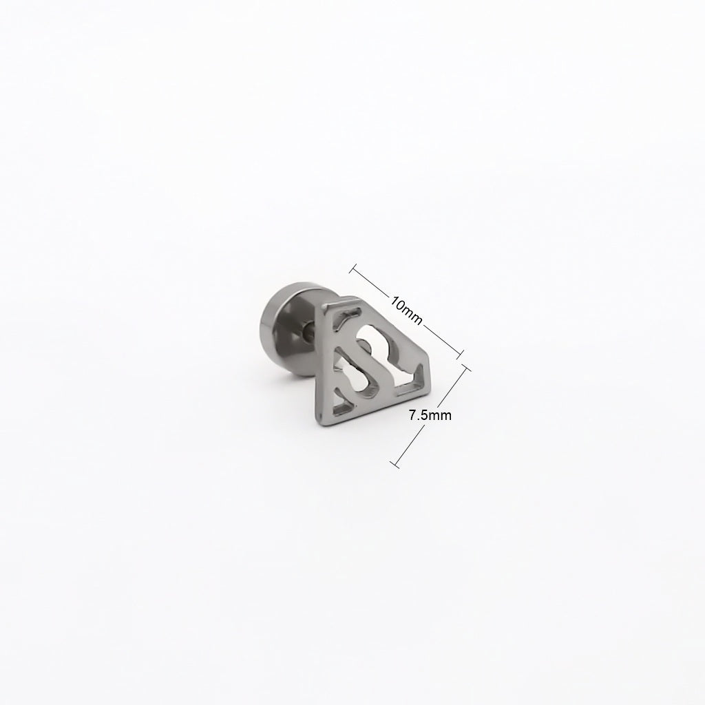 Boucle D'oreille Faux Plug Croix Avec Ailes En Acier Inoxydable - Noir