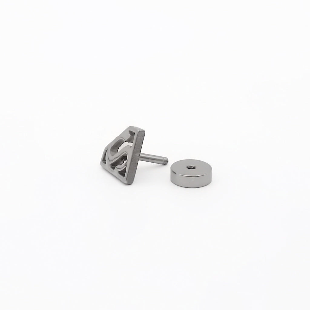Boucle D'oreille Faux Plug Croix Avec Ailes En Acier Inoxydable - Noir