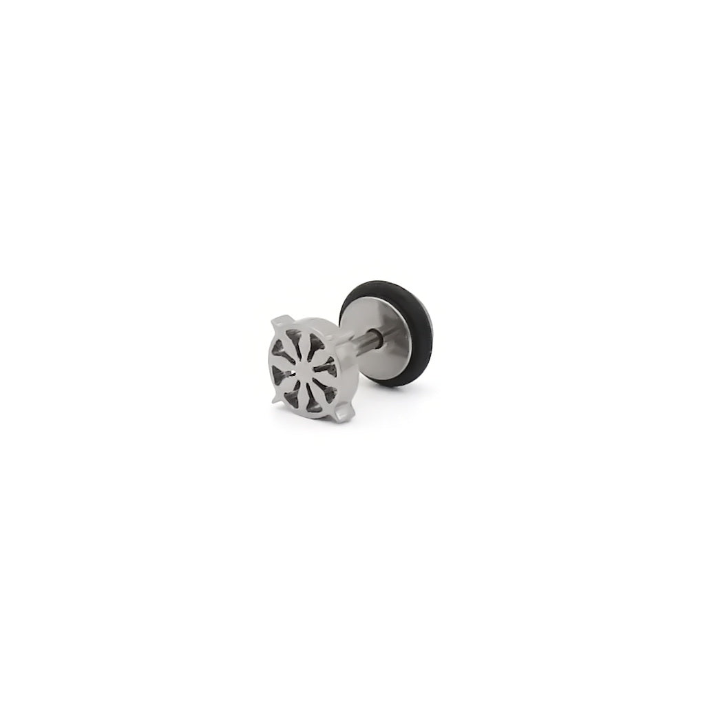 Stainless Steel Ship Wheel Fake Plug Earring