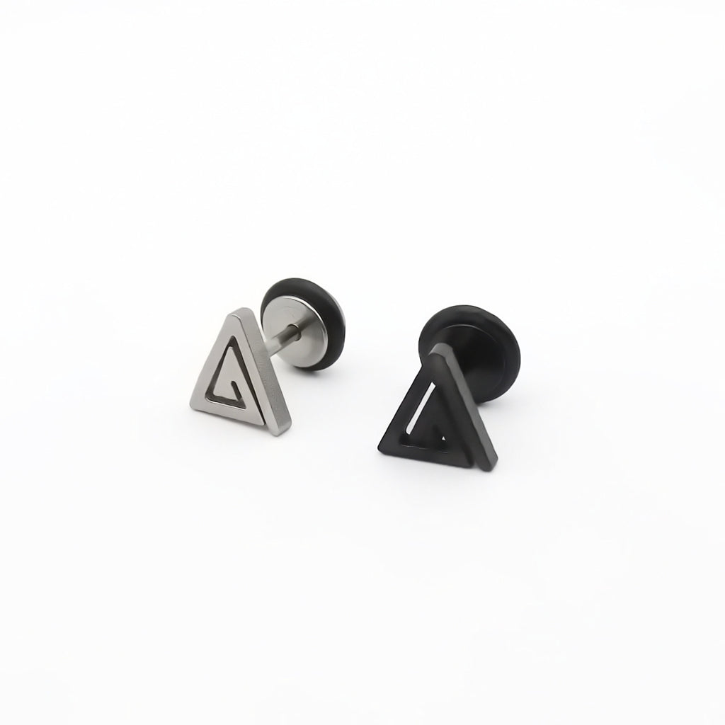 Stainless Steel Geometric Triangle Fake Plug Earring