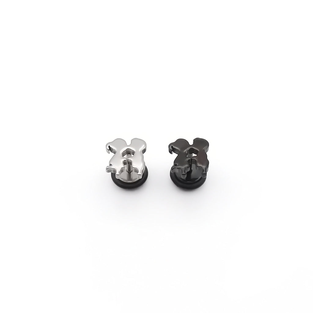 Stainless Steel Kissing Boy and Girl Fake Plug Earring