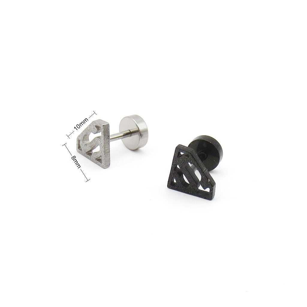 Stainless Steel Superhero Shield Fake Plug Earring-Fake Plugs-2-Glitters