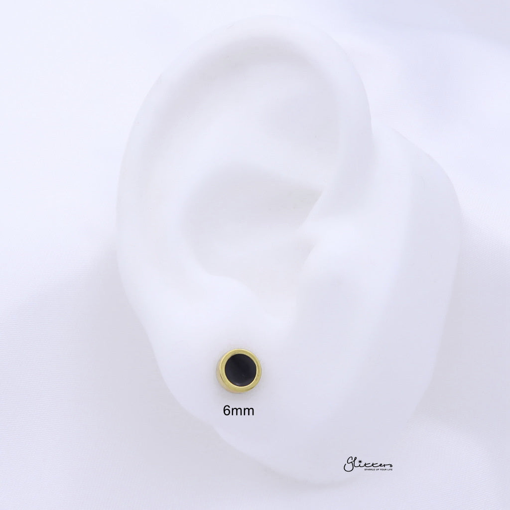 Stainless Steel Round Fake Plug with Black Center - Gold-Fake Plugs-4-Glitters