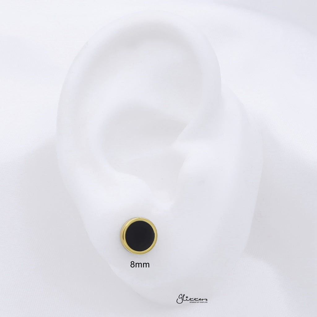 Stainless Steel Round Fake Plug with Black Center - Gold-Fake Plugs-5-Glitters