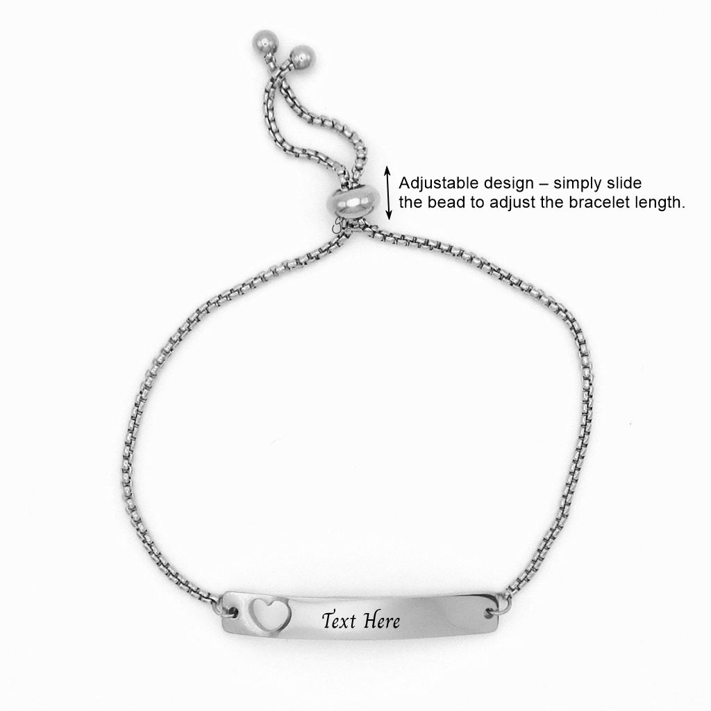 Personalised Heart Cut-Out Link Bar Bracelet-Stainless Steel Bracelets-3-Glitters