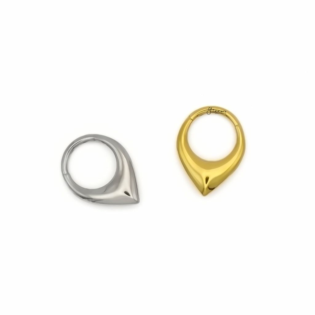 Titanium Teardrop Hinged Segment Hoop Ring - Gold-Septum Rings-3-Glitters