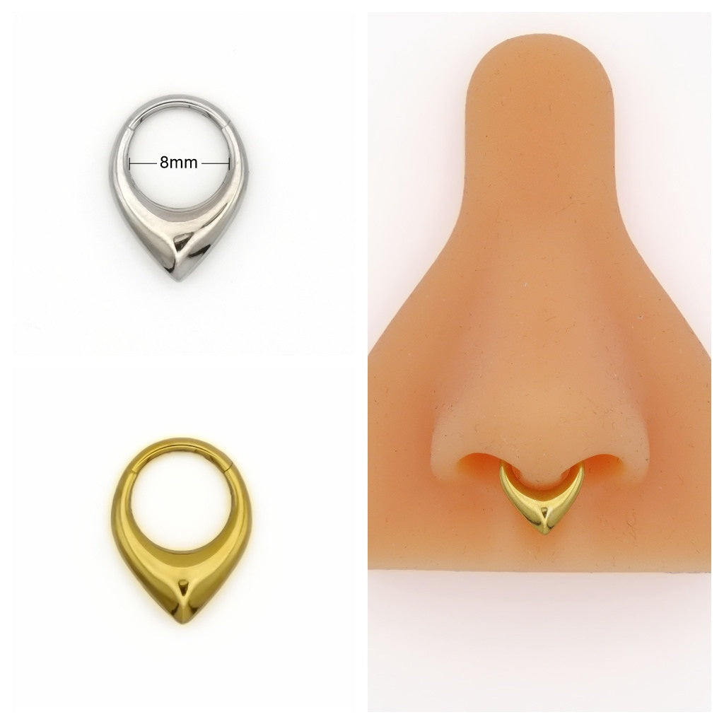 Titanium Teardrop Hinged Segment Hoop Ring - Gold-Septum Rings-2-Glitters