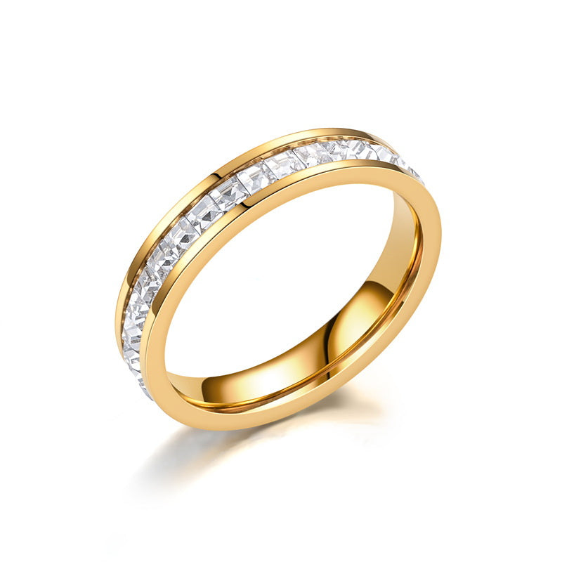 Stainless Steel Square CZ Paved Band Ring - Gold-Stainless Steel Rings-1-Glitters