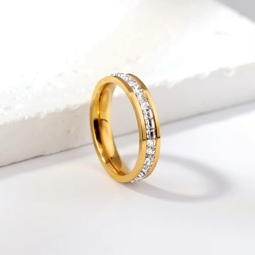 Stainless Steel Square CZ Paved Band Ring - Gold-Stainless Steel Rings-3-Glitters