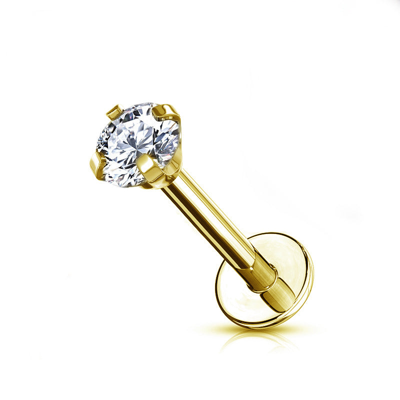 Three Piece C.Z Top Flat Back Studs Bundle - Gold-Tragus | Cartilage | Daith | Conch-1-Glitters