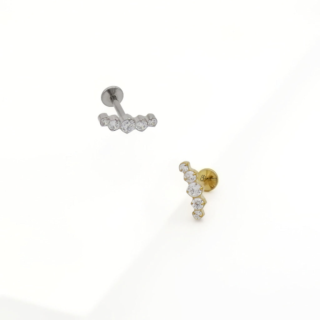 Five CZ Gradient Titanium Flat Back Stud Earrings