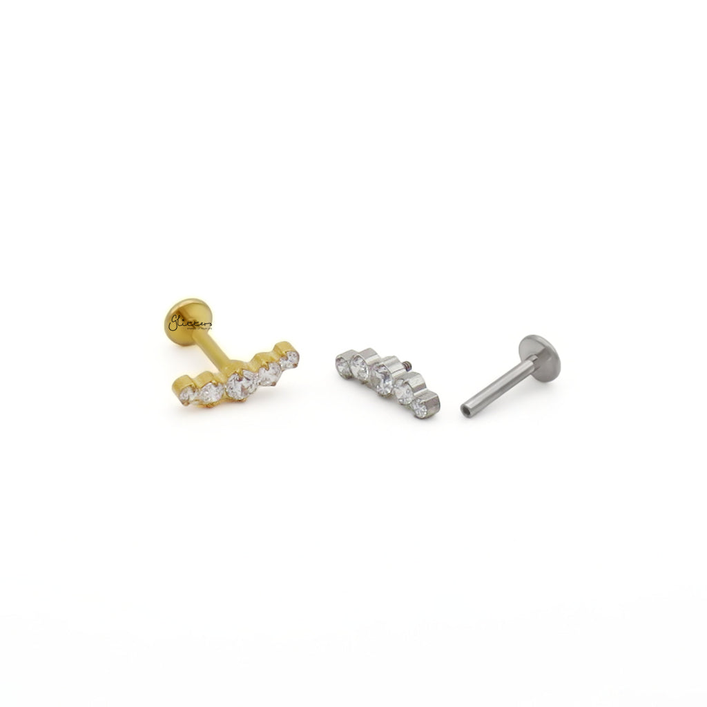 Five CZ Gradient Titanium Flat Back Stud Earrings