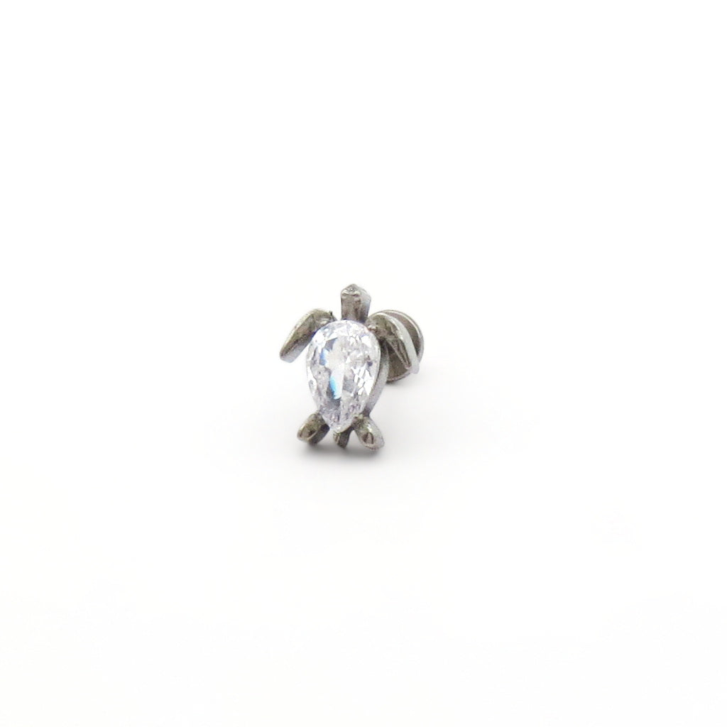 CZ Sea Turtle Titanium Flat Back Stud Earring