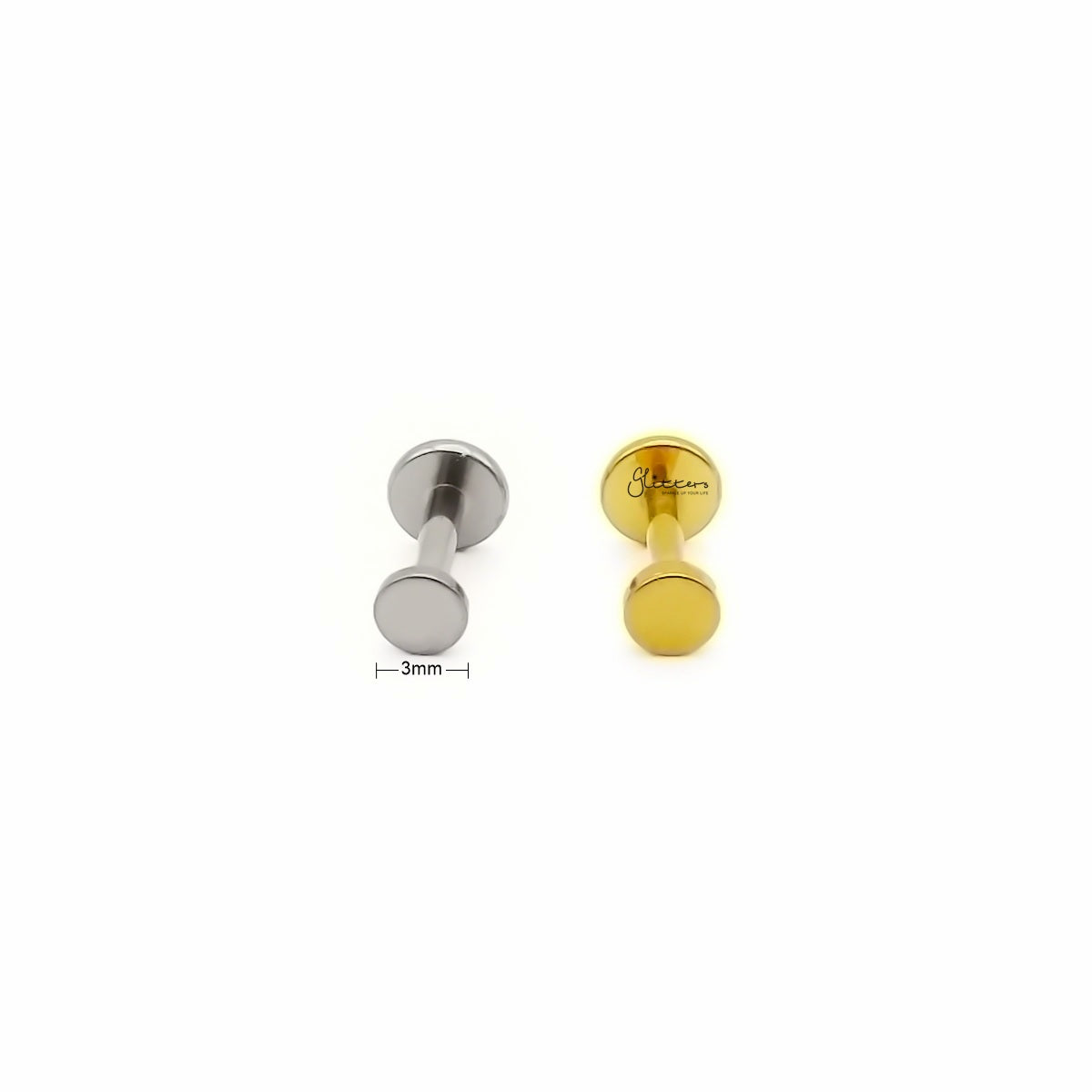 Minimalist Round Flat Disc Titanium Flat Back Stud Earring-Tragus | Cartilage | Daith | Conch-6-Glitters