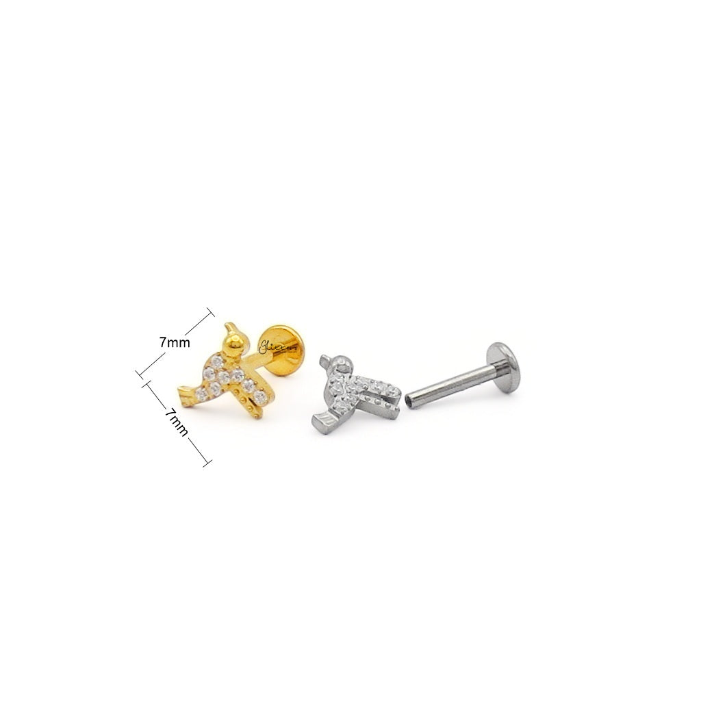 CZ Hummingbird Titanium Flat Back Stud Earring