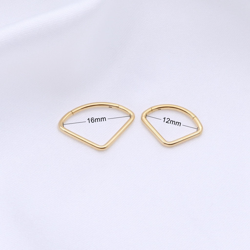 Titanium Wide Chevron Hinged Segment Hoop Ring - Gold-Septum Rings-2-Glitters