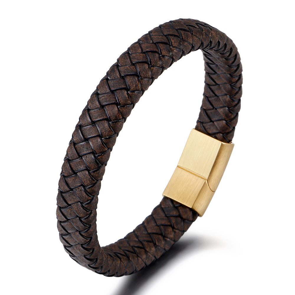 Classic Brown Braided Leather Bracelet-Leather Bracelets-2-Glitters