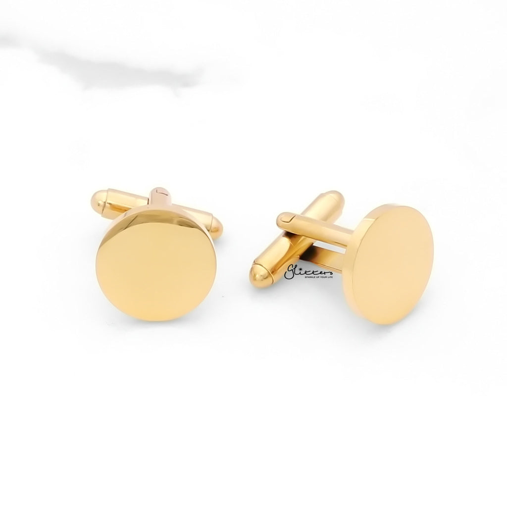 Stainless Steel Round Cufflinks-Cufflinks-6-Glitters