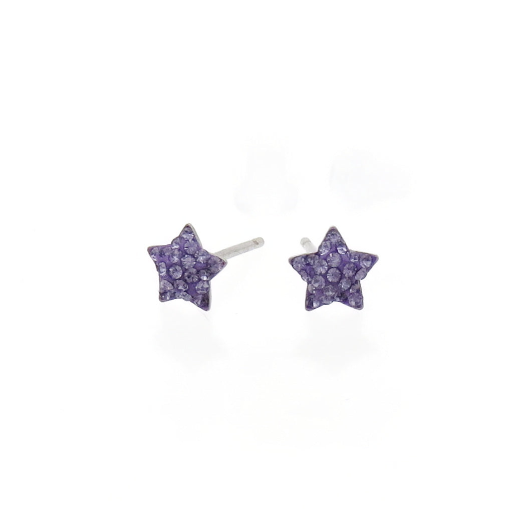 Sterling Silver Pave Crystal Star Stud Earrings