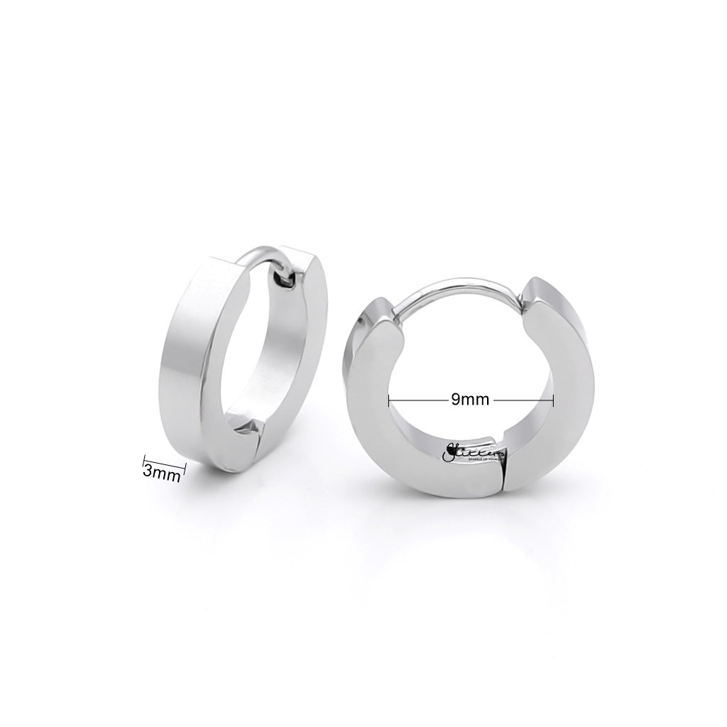 Stainless Steel Hinged Hoop Earrings - 3x9-Hoop Earrings-2-Glitters