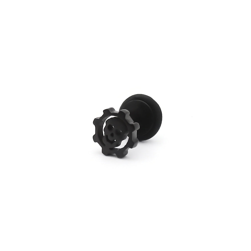 Stainless Steel Skull Gear Fake Plug Earring