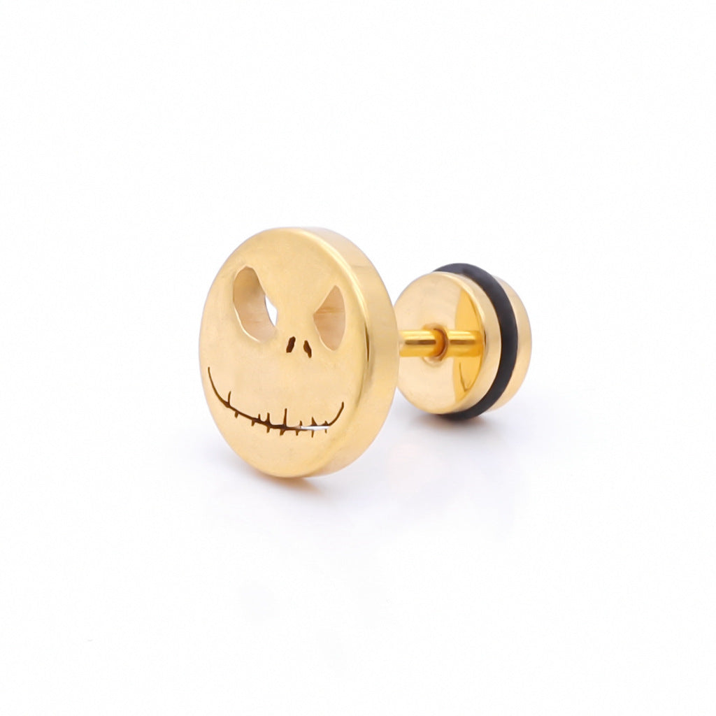 Stainless Steel Jack Skellington Fake Plug - Gold-Fake Plugs-1-Glitters