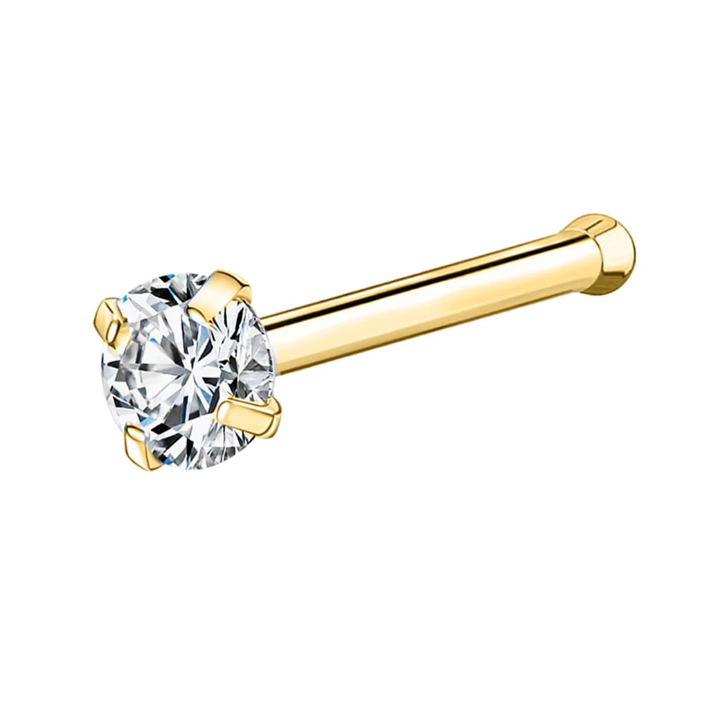 Round C.Z Nose Pin Stud-Nose Studs-2-Glitters