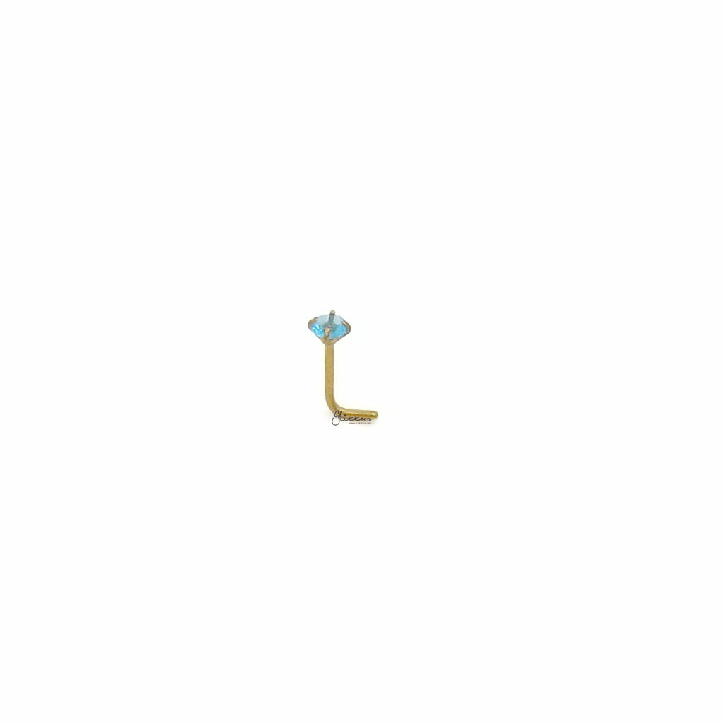 3mm Aqua Round C.Z L Bend Nose Stud-Nose Studs-5-Glitters