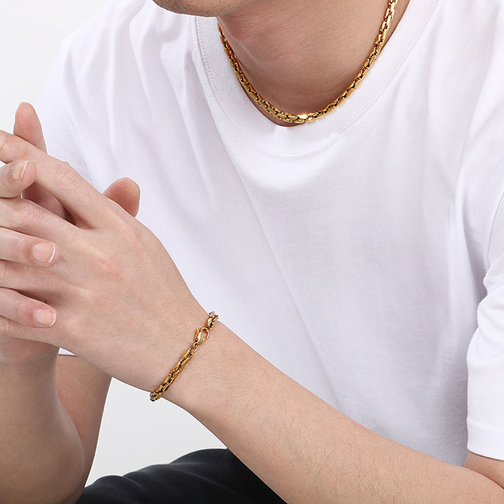 Stainless Steel Box Link Chain Necklace - Gold-Stainless Steel Chains-4-Glitters