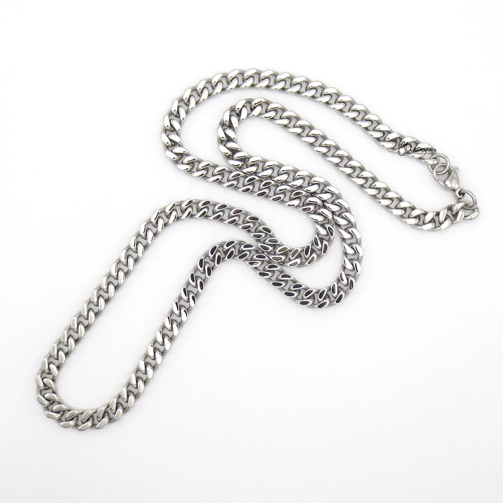 Stainless Steel 6mm Curb Link Chain Necklace - Silver-Stainless Steel Chains-2-Glitters