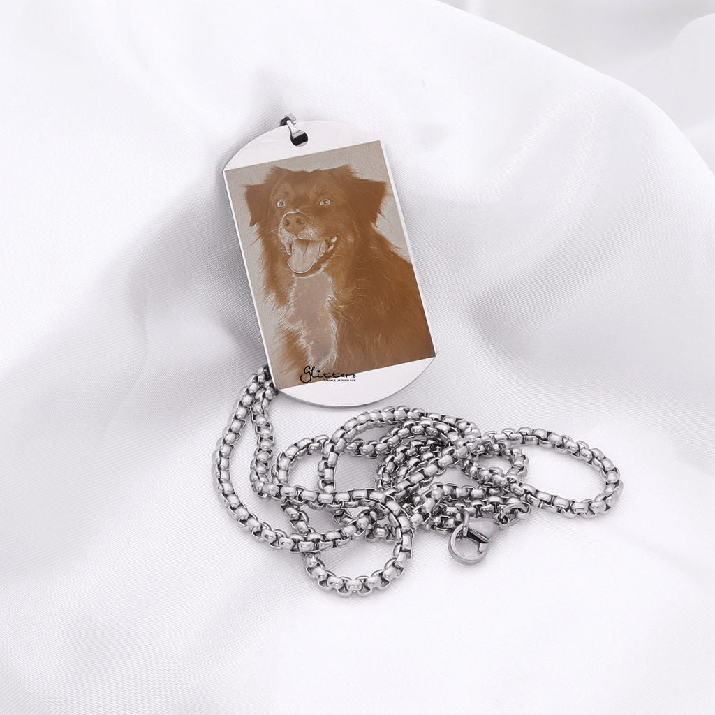 Stainless Steel Dog Tag Necklace + Photo Engraving-Personalised Jewellery-2-Glitters