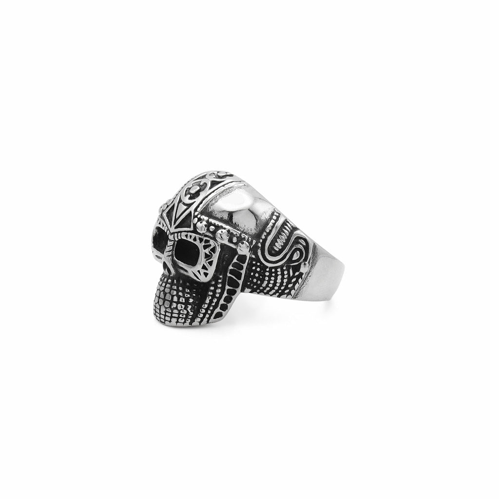 Stainless Steel Skull Ring with Viking Armor Pattern-Stainless Steel Rings-3-Glitters