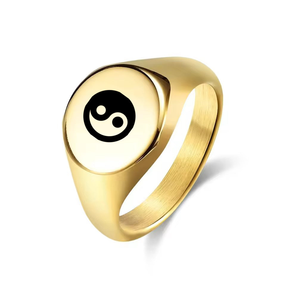 Personalised Stainless Steel Round Signet Ring-Stainless Steel Rings-4-Glitters