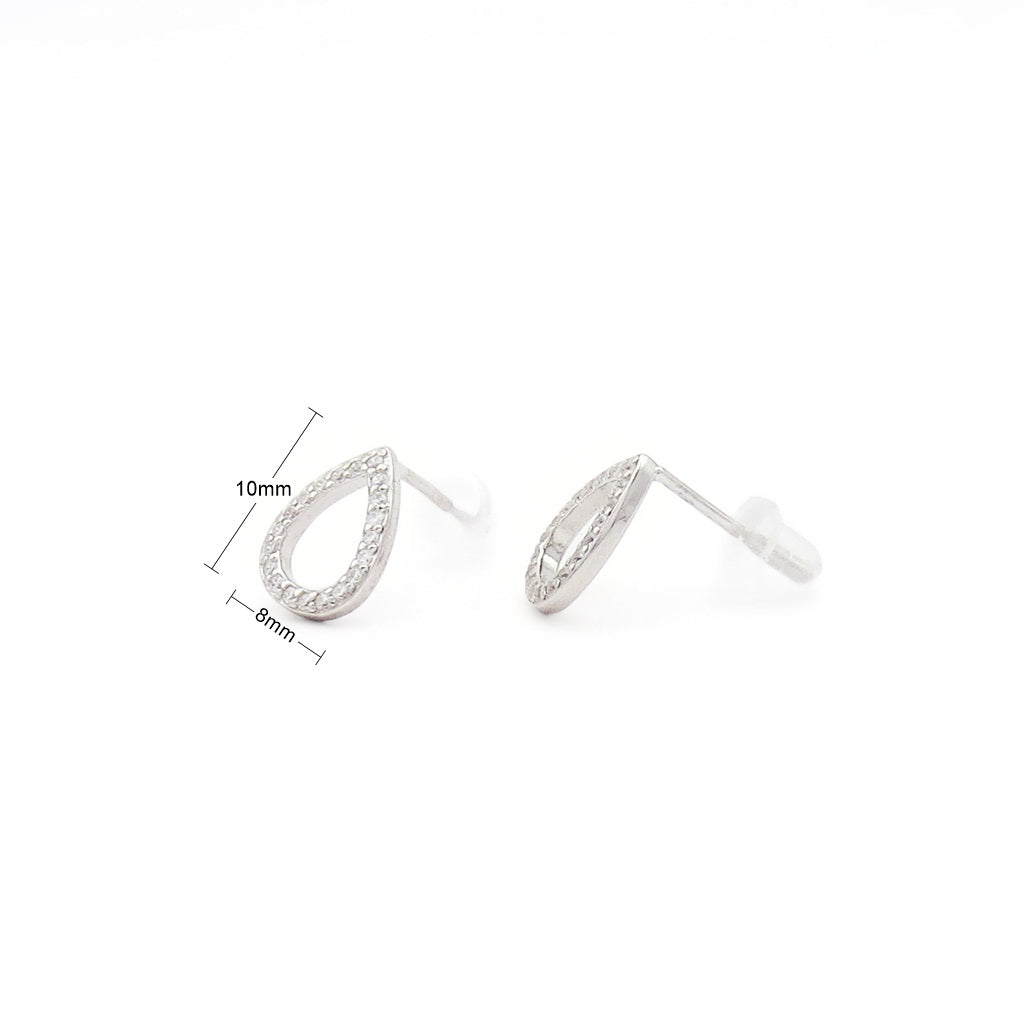 Sterling Silver Open Teardrop CZ Stud Earrings