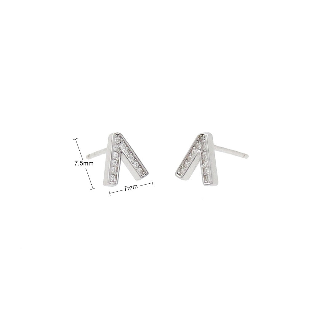Sterling Silver CZ Pave Chevron Stud Earrings
