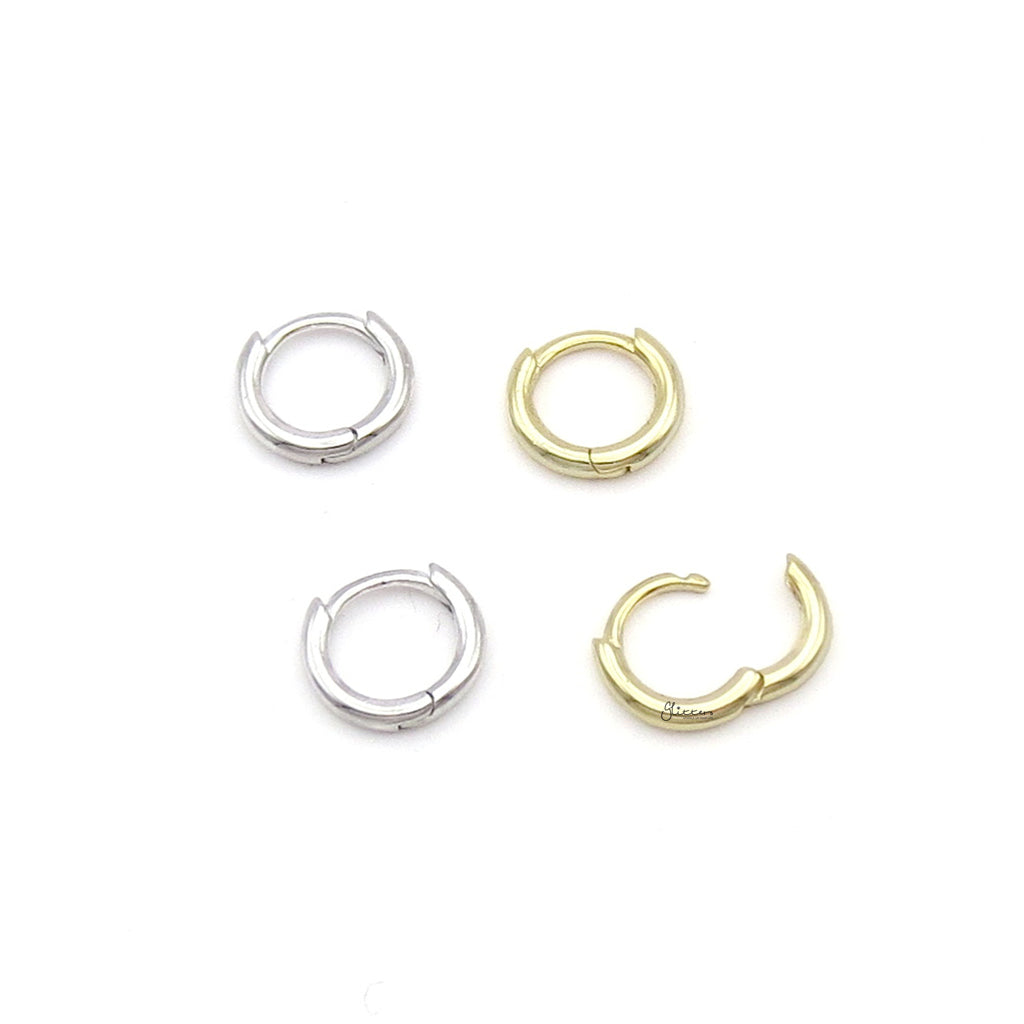 Sterling Silver Classic Plain Huggie Hoop Earrings - Silver