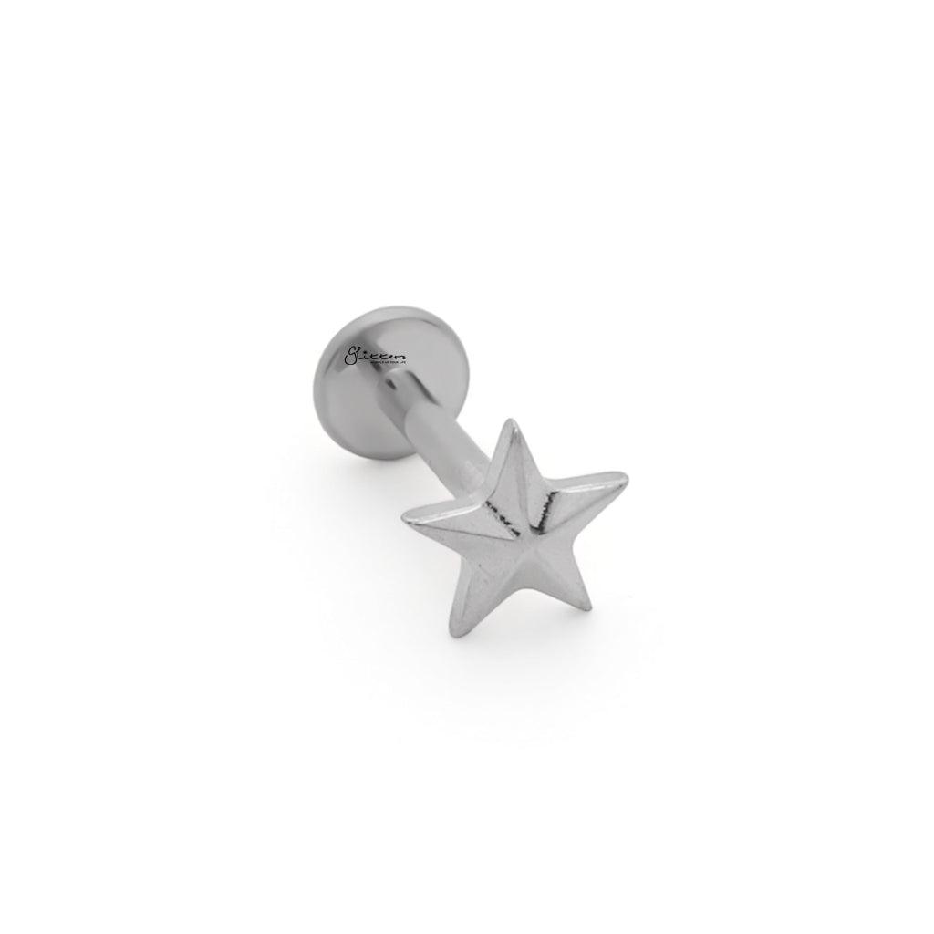 3D Star Titanium Flat Back Stud Earrings-Tragus | Cartilage | Daith | Conch-4-Glitters