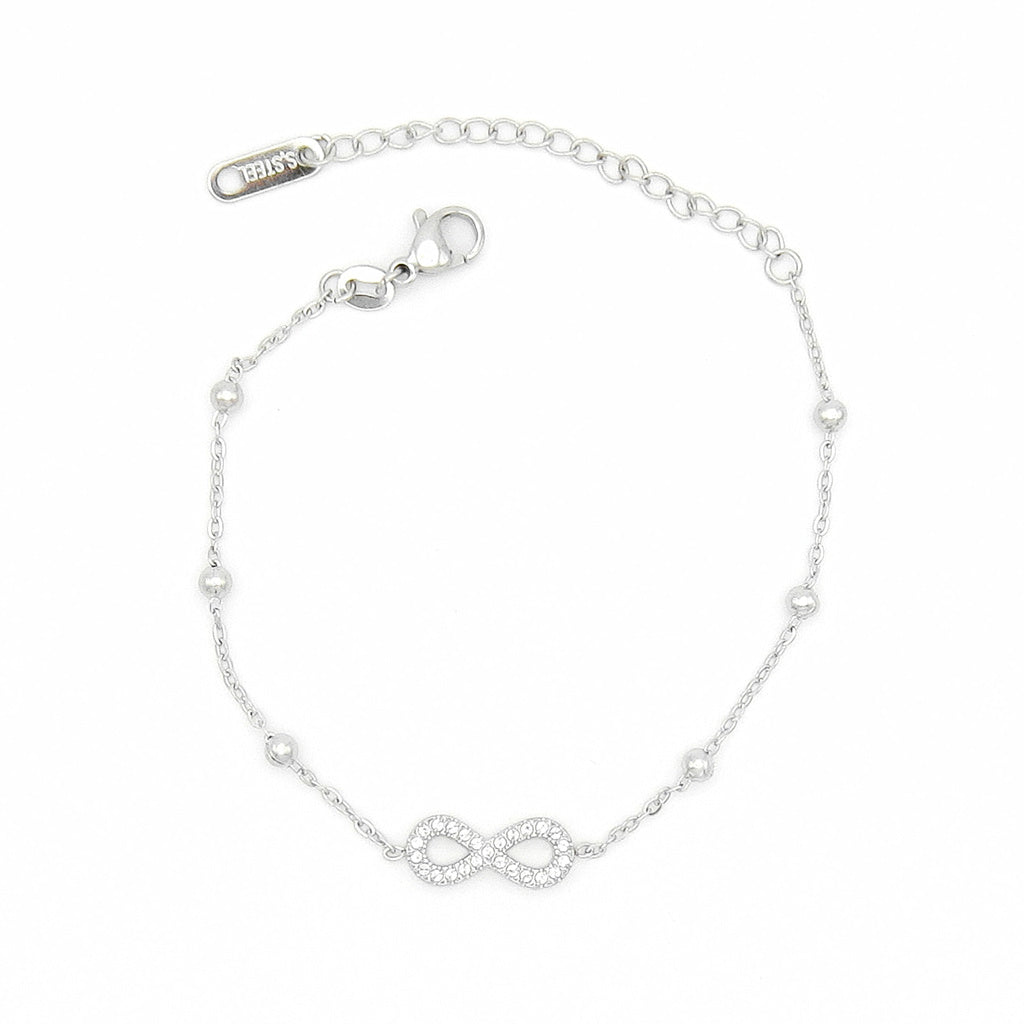 Stainless Steel CZ Infinity Chain Bracelet-Stainless Steel Bracelets-3-Glitters