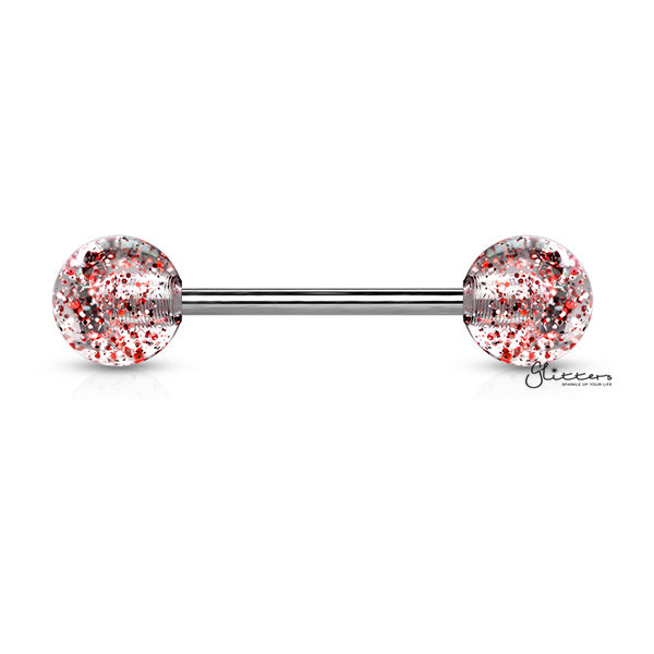 Acrylic Color Ultra Glitters Ball with 14GA Surgical Steel Tongue Bar-Body Piercing Jewellery, Glitters, Nipple Barbell, Tongue Bar-BL2-R_600-Glitters