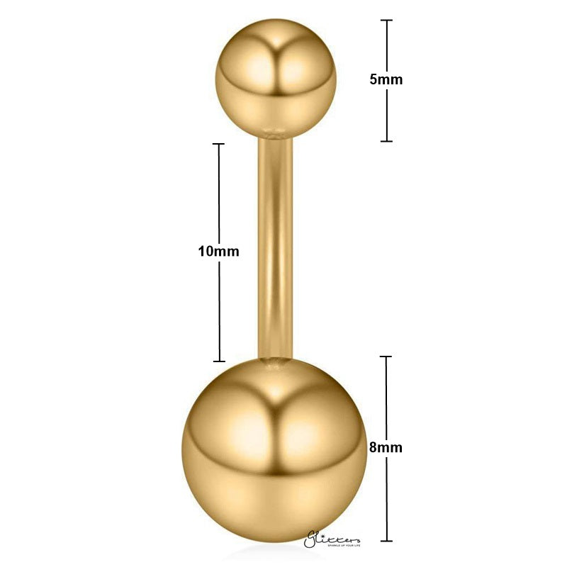 Basic 316L Surgical Steel Belly Button Navel Ring - Gold-Belly Ring, Body Piercing Jewellery-Basic316LSurgicalSteelBellyButtonNavelRings-Gold-details_New-Glitters