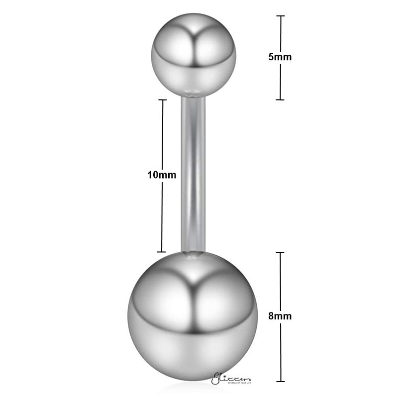 Basic 316L Surgical Steel Belly Button Navel Ring - Silver-Belly Ring, Body Piercing Jewellery-Basic316LSurgicalSteelBellyButtonNavelRings-Silver-details_New-Glitters
