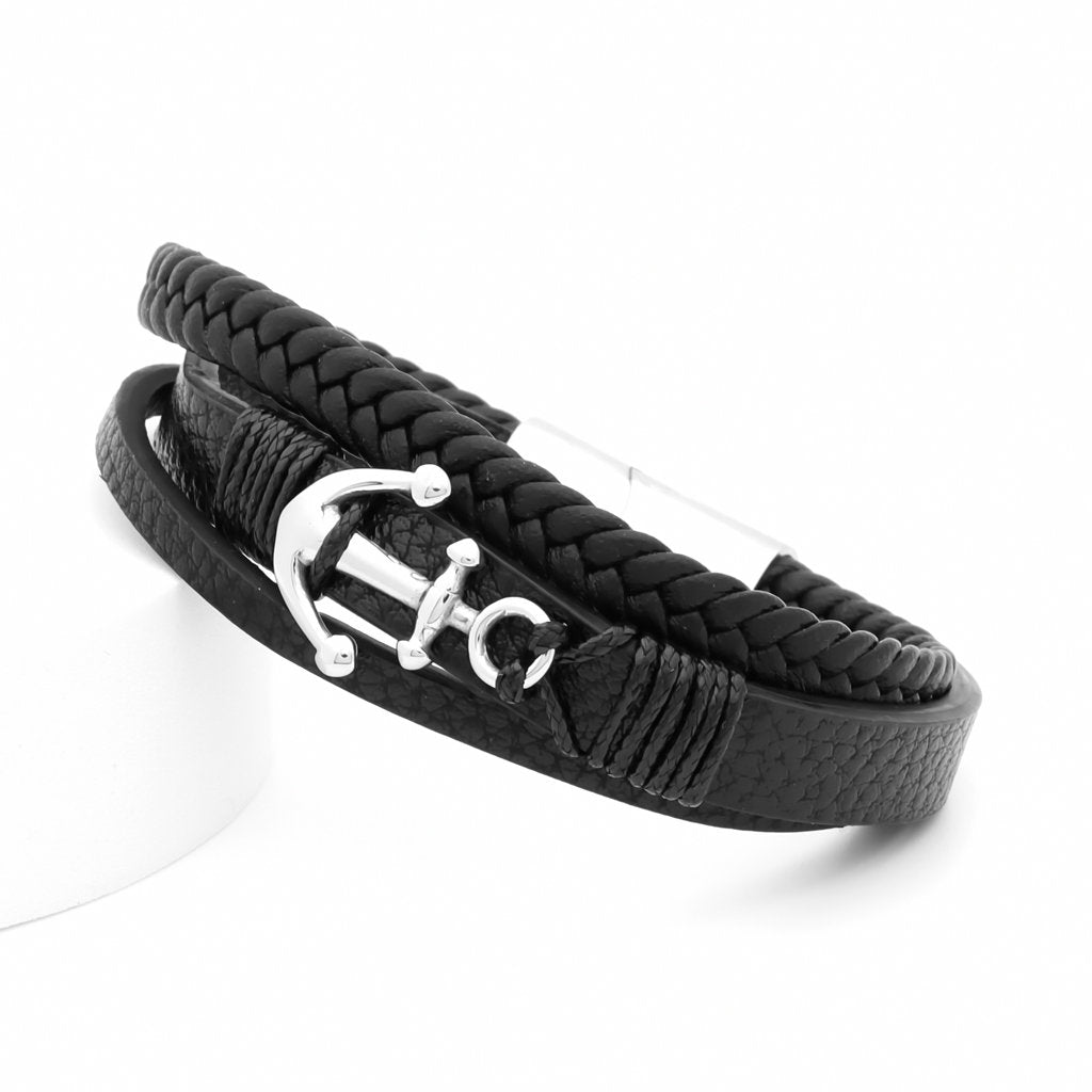 Anchor Multilayer Leather Bracelet-Bracelets, Jewellery, leather bracelet, Men's Bracelet, Men's Jewellery, Stainless Steel-Bcl0205-1_1-Glitters