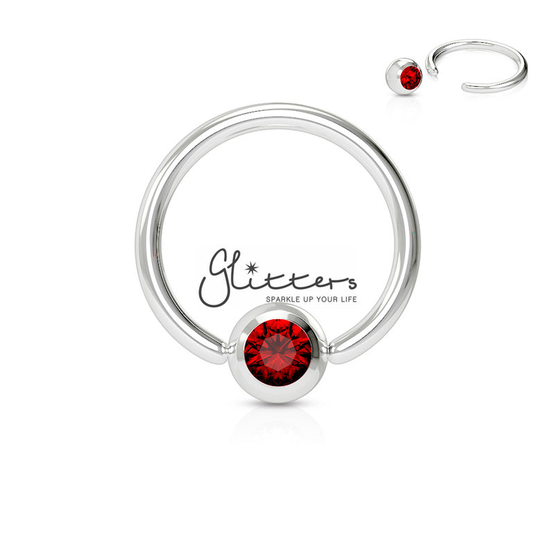 16GA 316L Surgical Steel Captive Bead Ring with Gem Ball-Body Piercing Jewellery, Captive Ring, Nipple Barbell, Septum Ring-CP000809-Glitters