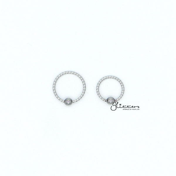 18GA Surgical Steel Twisted Rope Captive Bead Rings-Silver | Gold | Black-Body Piercing Jewellery, Captive Ring, Cartilage, Nose, Septum Ring-CP0012_2-Glitters