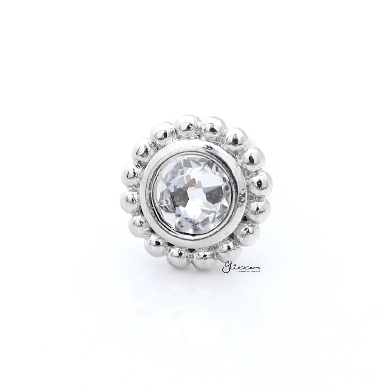 Clear Crystal Tragus Cartilage Earring - Ball End | Flat Back-Body Piercing Jewellery, Cartilage, Crystal, Cubic Zirconia, earrings, Flat back, Jewellery, Tragus, Women's Earrings, Women's Jewellery-ClearCrystalTragus01-Glitters