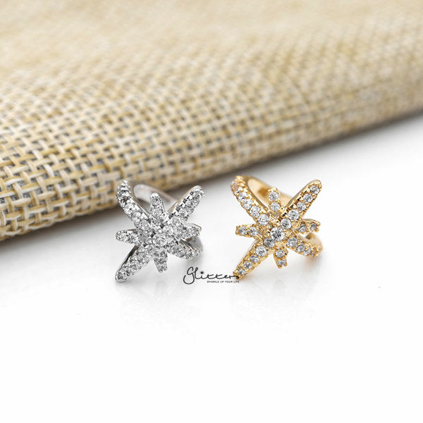 Star Ear Cuffs with C.Z Paved - Non Piercing Ear Cuffs-Body Piercing Jewellery, Cubic Zirconia, Ear Cuffs, earrings, Jewellery, Women's Earrings, Women's Jewellery-EC0081-ALL_600-Glitters