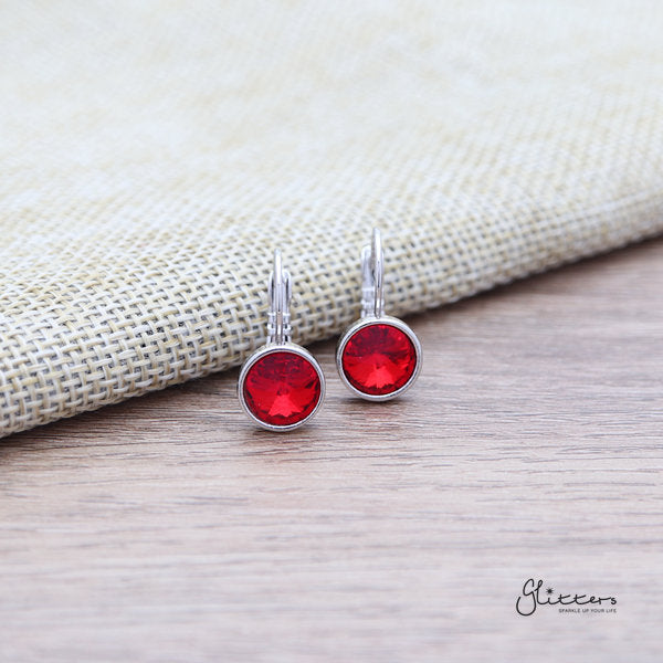 Round Crystal Hook Earrings - 8 Colour Options-Crystal, earrings, Hook Earring, Jewellery, Women's Earrings, Women's Jewellery-ER1467-08-Glitters