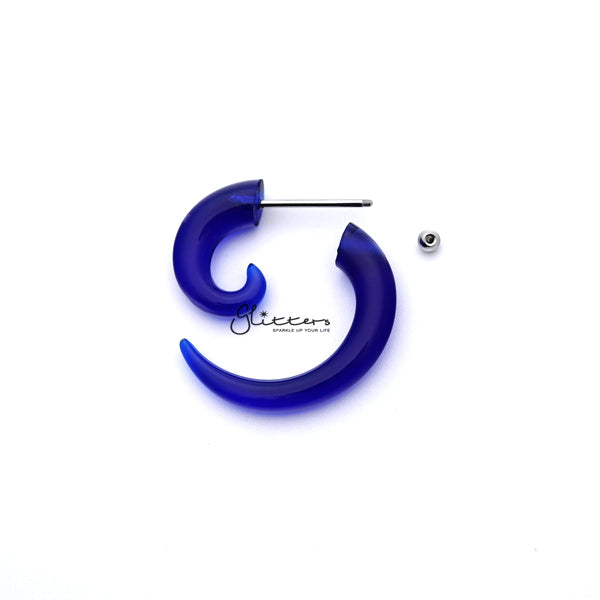 Blue Acrylic Fake Spiral Ear Taper with Surgical Steel Bar-Body Piercing Jewellery, earrings, Fake Plug-FP0010_b_800-02_33f602d4-3e6b-470a-bc63-8828c1c4678c-Glitters