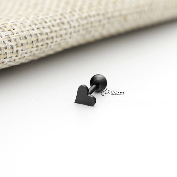 316L Surgical Steel Heart Shape Barbell for Tragus, Cartilage, Conch, Helix Piercing and More-Body Piercing Jewellery, Cartilage, Conch Earrings, Cubic Zirconia, Helix Earrings, Jewellery, Lobe piercing, Tragus-FP0019-16K_600-Glitters