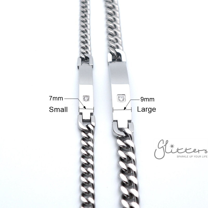 Stainless Steel Men's ID Bracelet with A Cubic Zirconia Stone + Engraving-Engraved Bracelet, Engraving, Personalized-IMG_1167_New_3a401447-8270-4158-9d40-08f694f949c6-Glitters